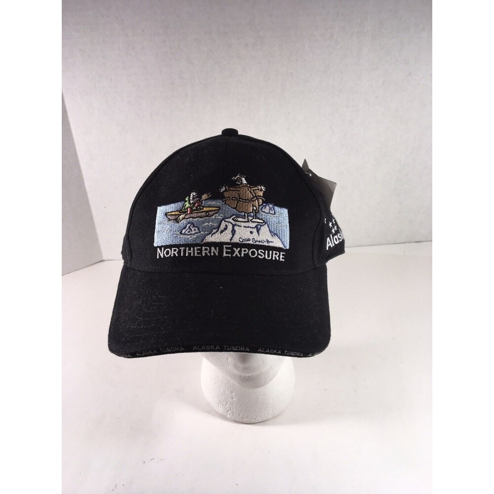 Alaska Northern Exposure Embroidered Baseball Cap Hat Adjustable Strap NWT Black